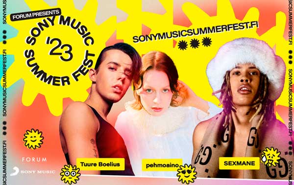 Sexmane, pehmoaino ja Tuure Boelius tähdittävät Sony Music Summer Fest -ilmaisfestaria Helsingin Forumissa elokuussa!