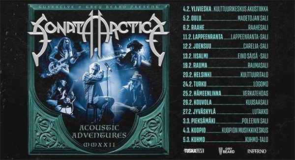 Sonata Arctica mittavalle akustiselle konserttisalikiertueelle keväällä